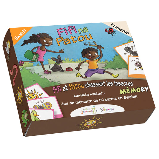 Fifi et Patou Chassent les Insectes - Jeu de Mémoire (Français-Swahili)